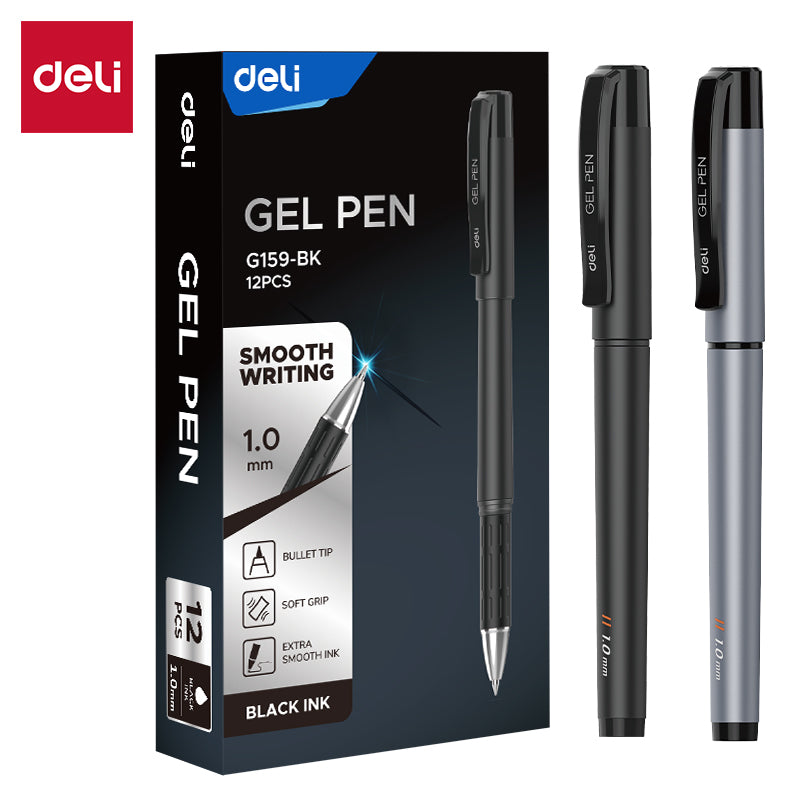 Bolígrafo Deli Ejecutivo Tinta Negra 1.0 mm Gris y Negro