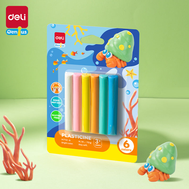 Plastilina blister 6 colores DELI 70 grs x1 unidad
