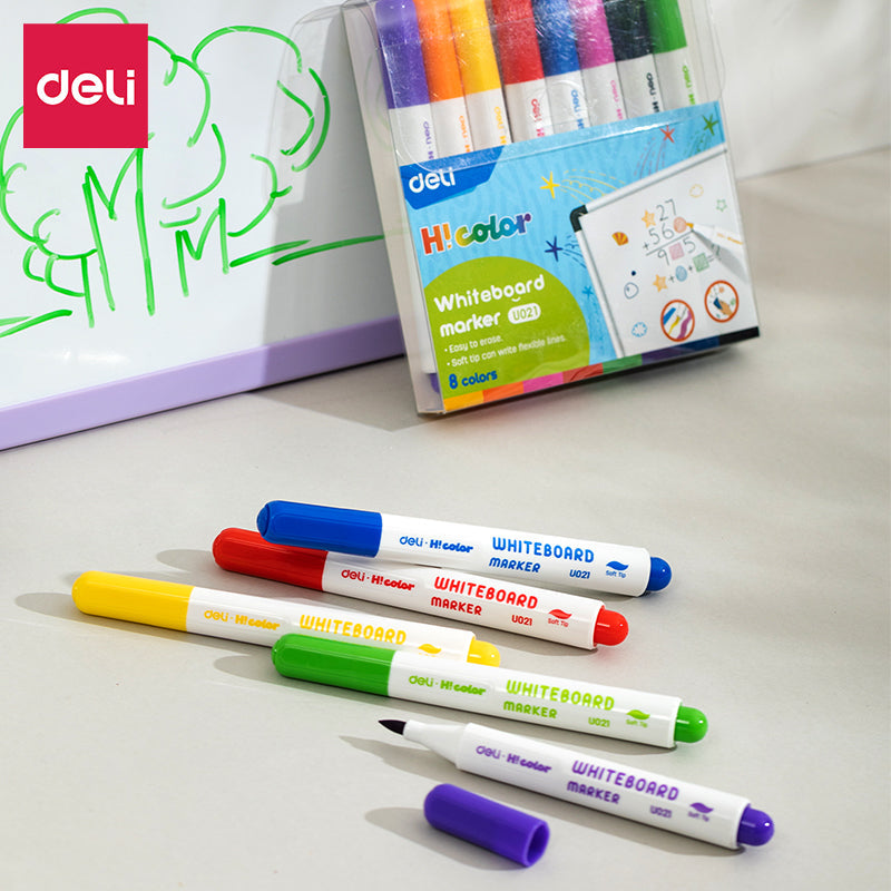 Estuche marcadores tablero DELI punta suave x12 unidades