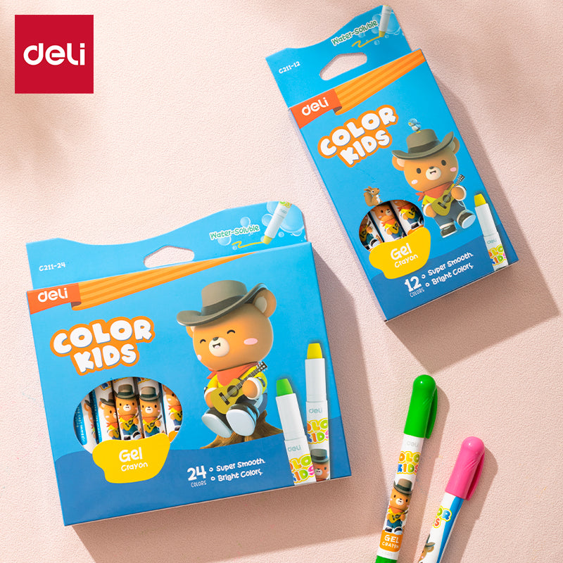 Crayon retractil gel DELI Colores surtidos x24 unidades