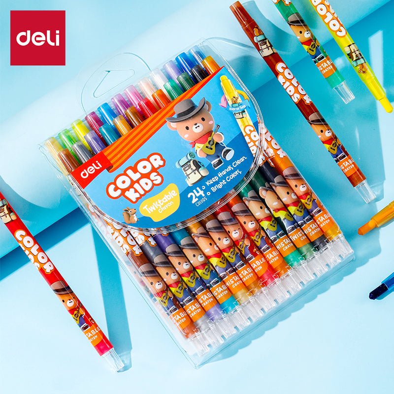 CRAYOLAS DELI COLOR KIDS RETRACTILES X12 UNDS SURTIDOS