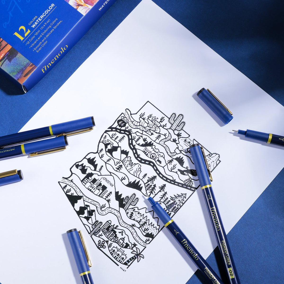 Set Deli de 7 Delineadores Fineliner de Puntas Diferentes