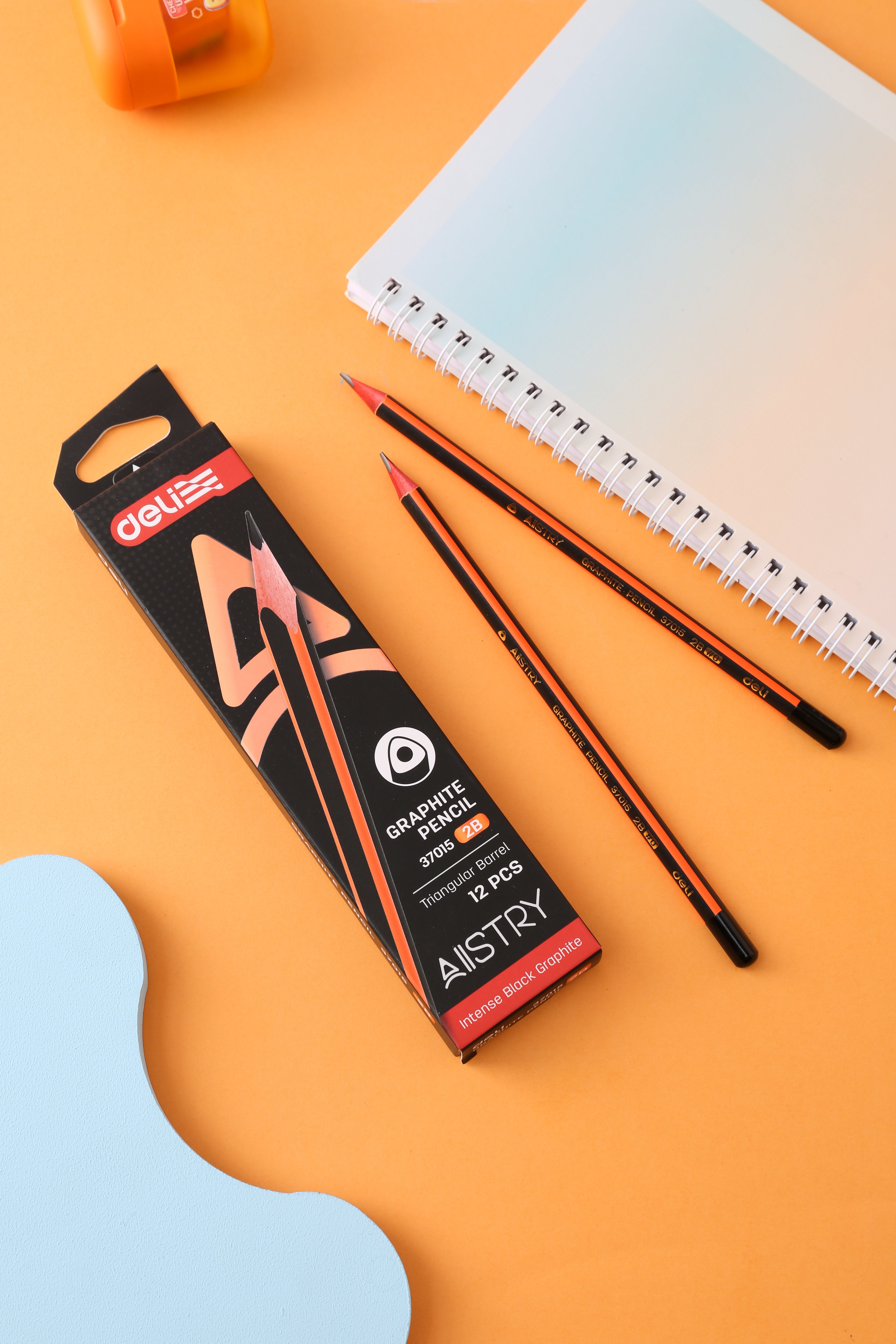 Lápiz grafito madera DELI triangular 2B x12 unidades