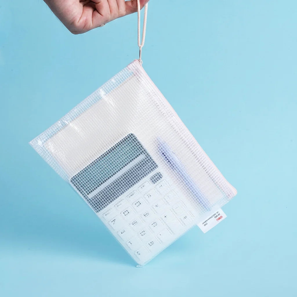 Bolsa PVC cuadrícula A5 DELI cierre metálico x10 unidades