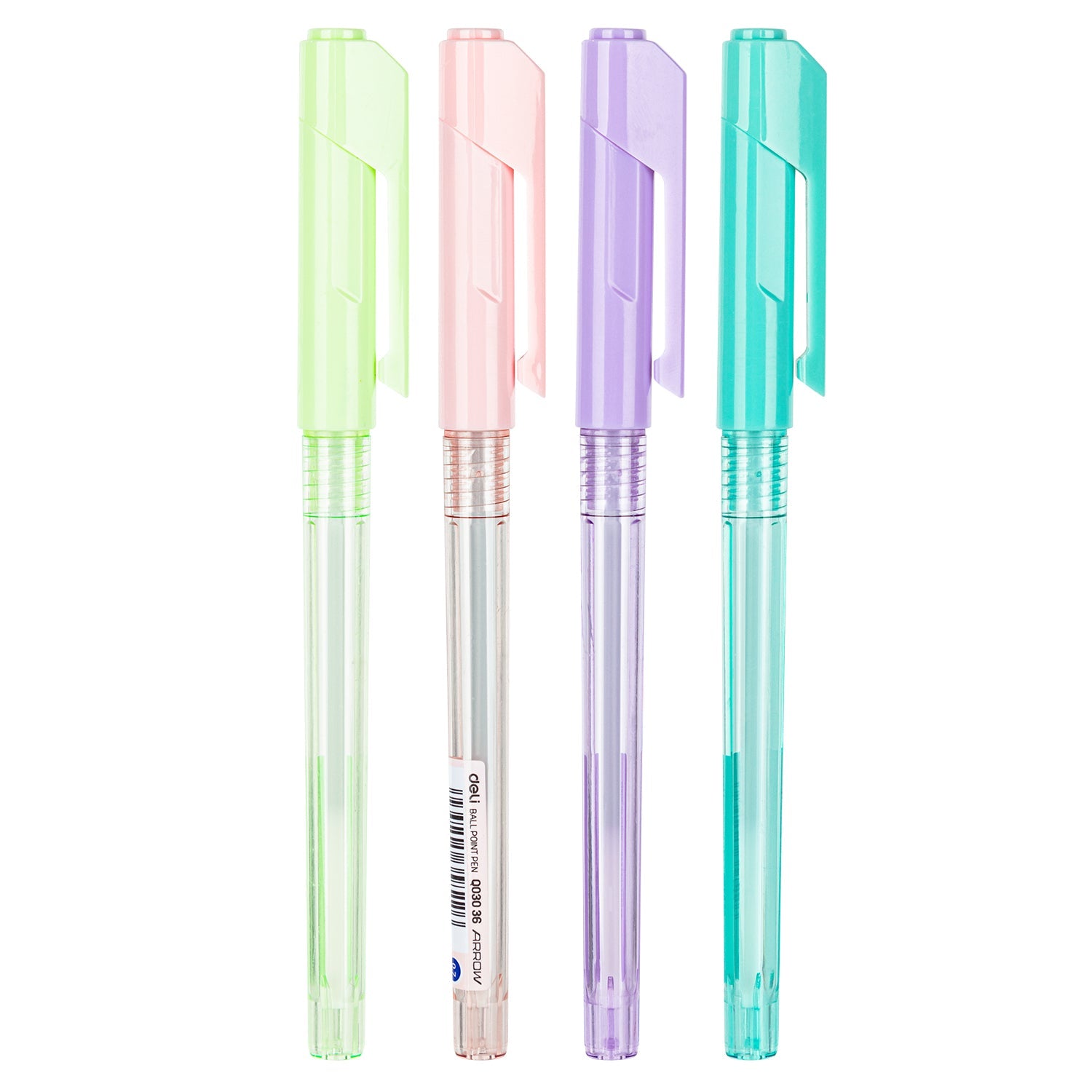 Bolígrafo cuerpo color pastel DELI punta aguja 0,7mm x4 unds