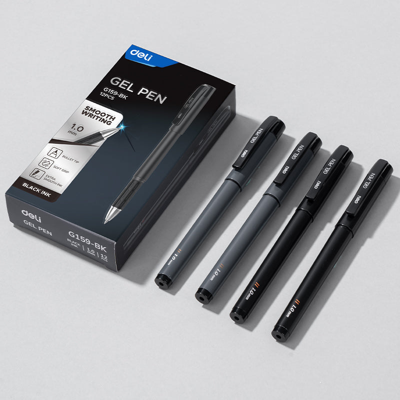 Bolígrafo Deli Ejecutivo Tinta Negra 1.0 mm Gris y Negro