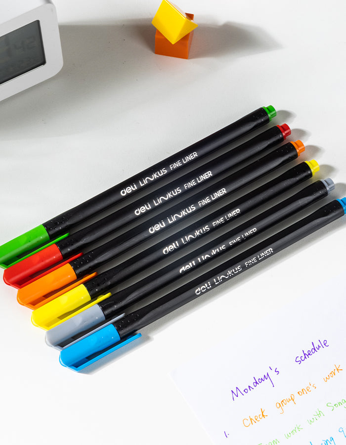 Estuche micropuntas DELI 0.45 tinta lavable x 6 unidades