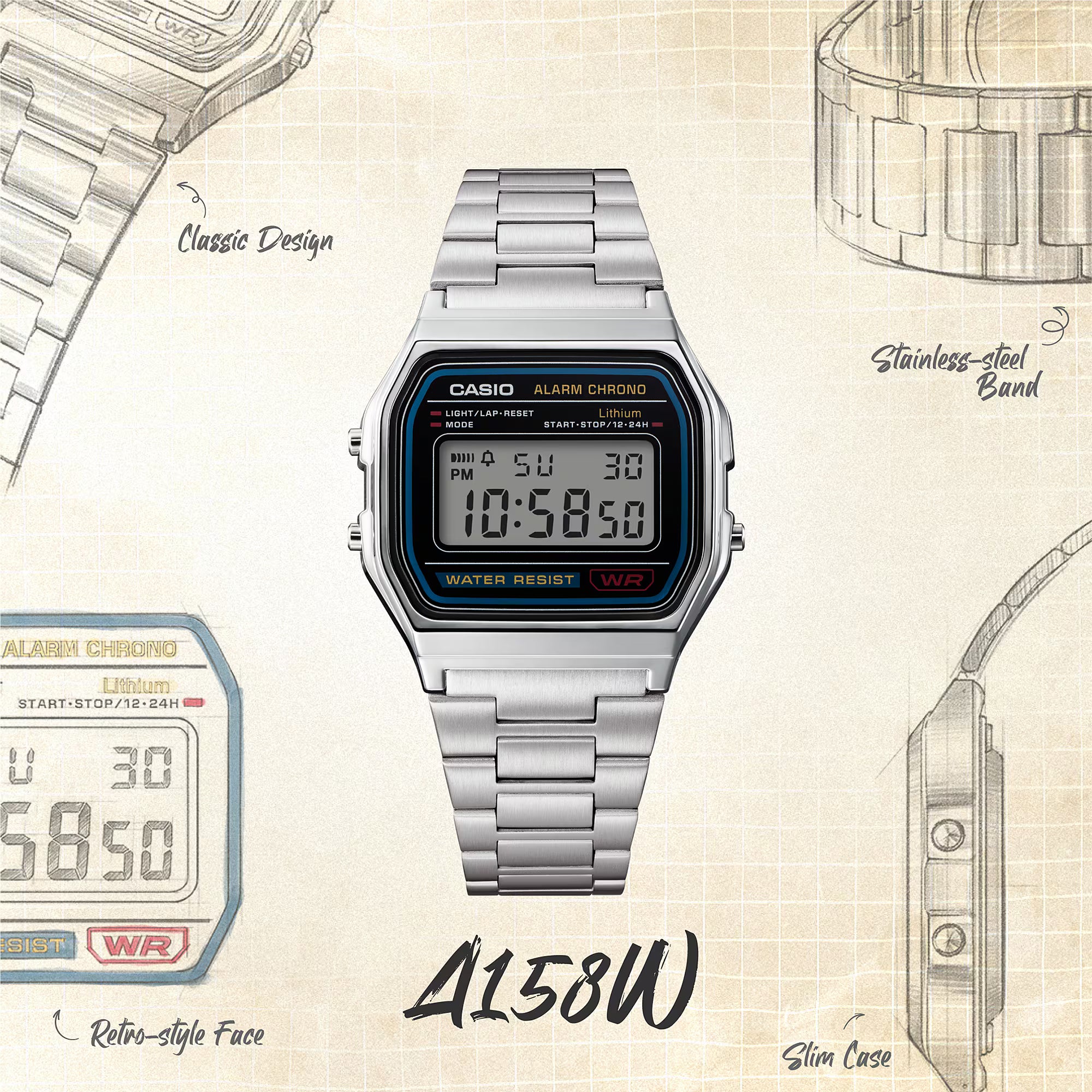 RELOJ CASIO - A158WA-1DF