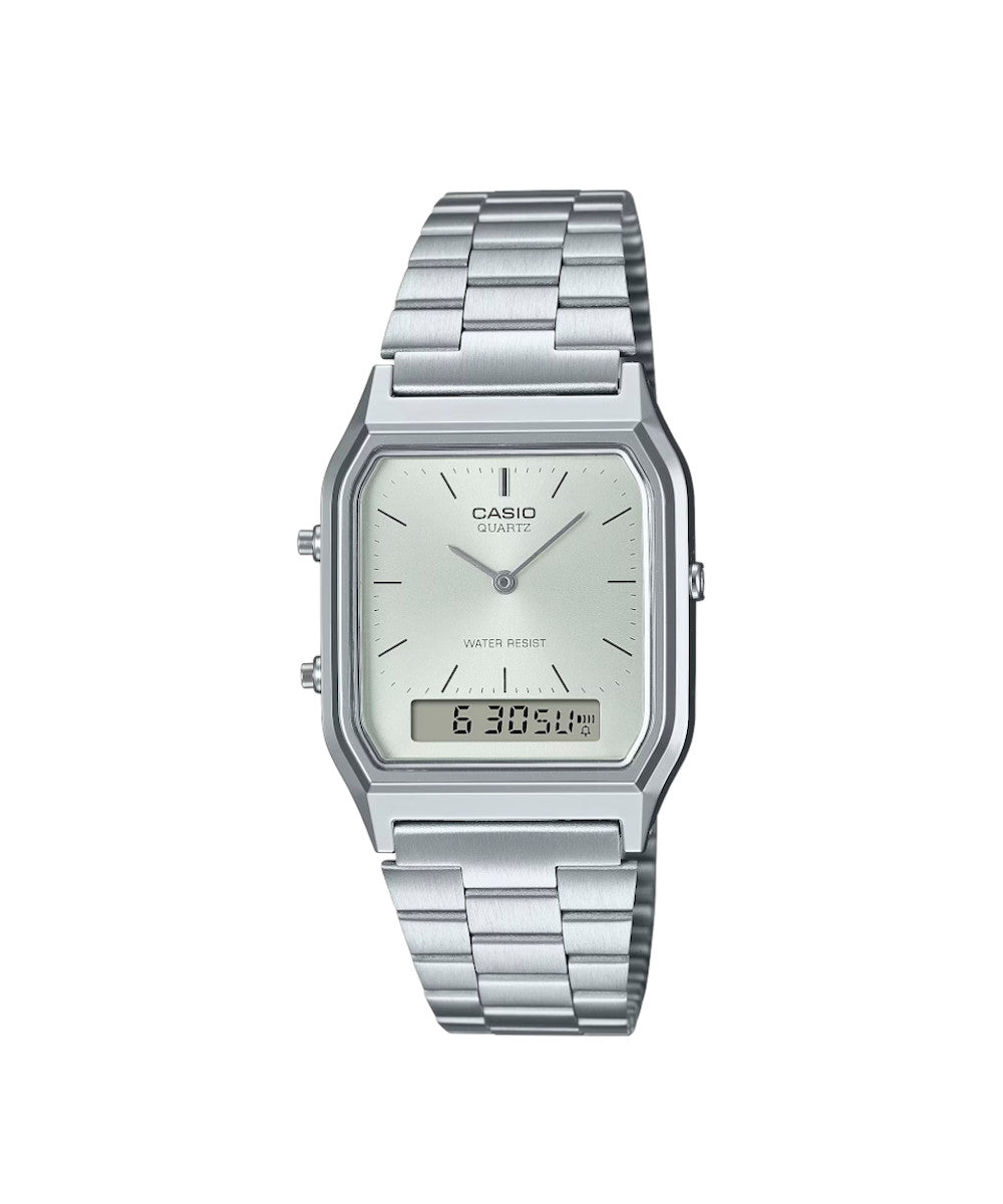 RELOJ CASIO VINTAGE AQ-230A-7AMQYDF -PLATEADO