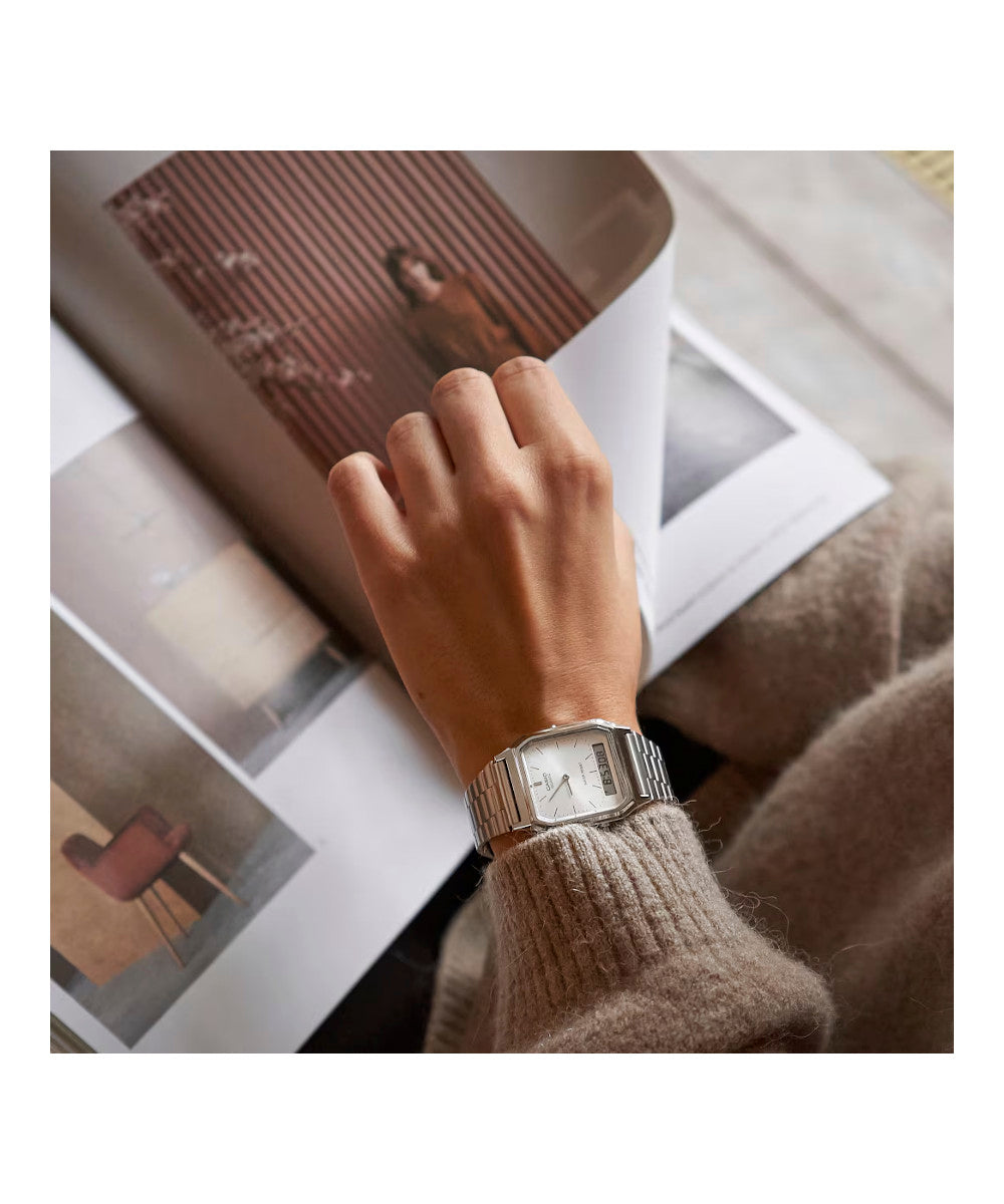 RELOJ CASIO VINTAGE AQ-230A-7AMQYDF -PLATEADO