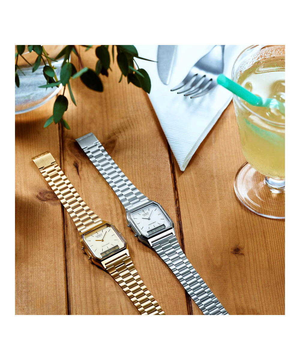RELOJ CASIO VINTAGE AQ-230A-7AMQYDF -PLATEADO