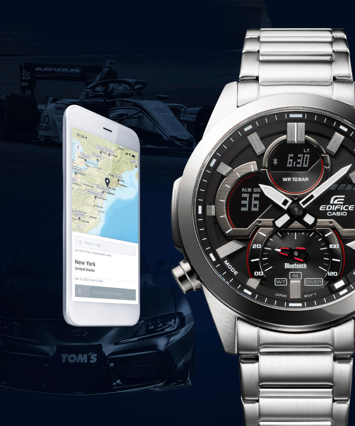 RELOJ ANALÓGICO-DIGITAL PARA HOMBRE CASIO EDIFICE ECB-30D-1ADF - PLATEADO