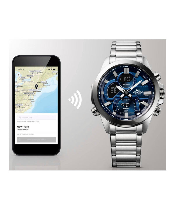 RELOJ ANALÓGICO-DIGITAL PARA HOMBRE CASIO EDIFICE ECB-30D-2ADF - PLATEADO