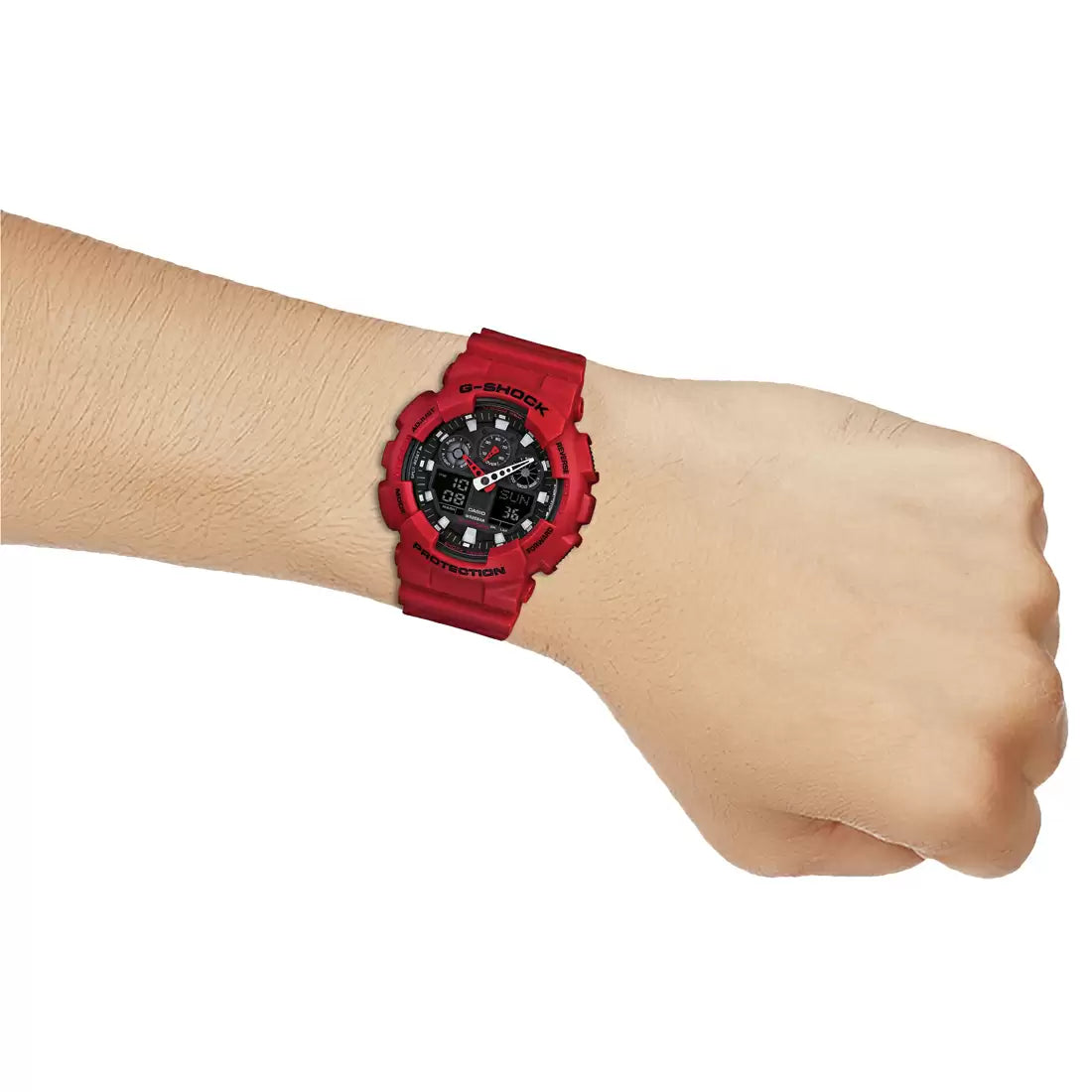 RELOJ ANÁLOGO DIGITAL PARA HOMBRE CASIO G-SHOCK GA-100B-4ADR - ROJO