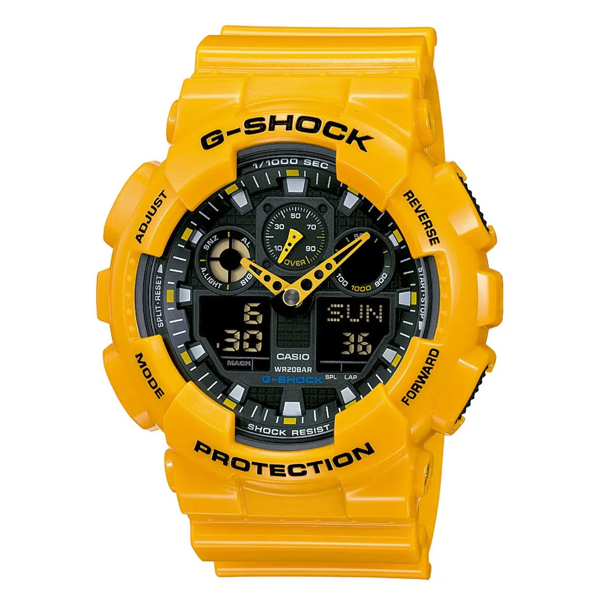 RELOJ ANÁLOGO DIGITAL PARA HOMBRE CASIO G-SHOCK GA-100A-9ADR - AMARILLO
