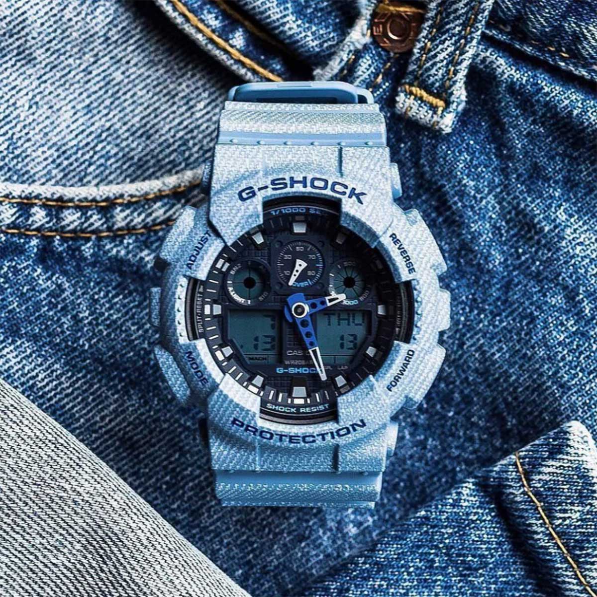 RELOJ ANÁLOGO DIGITAL PARA HOMBRE CASIO G-SHOCK GA-100DE-2ADR - AZUL