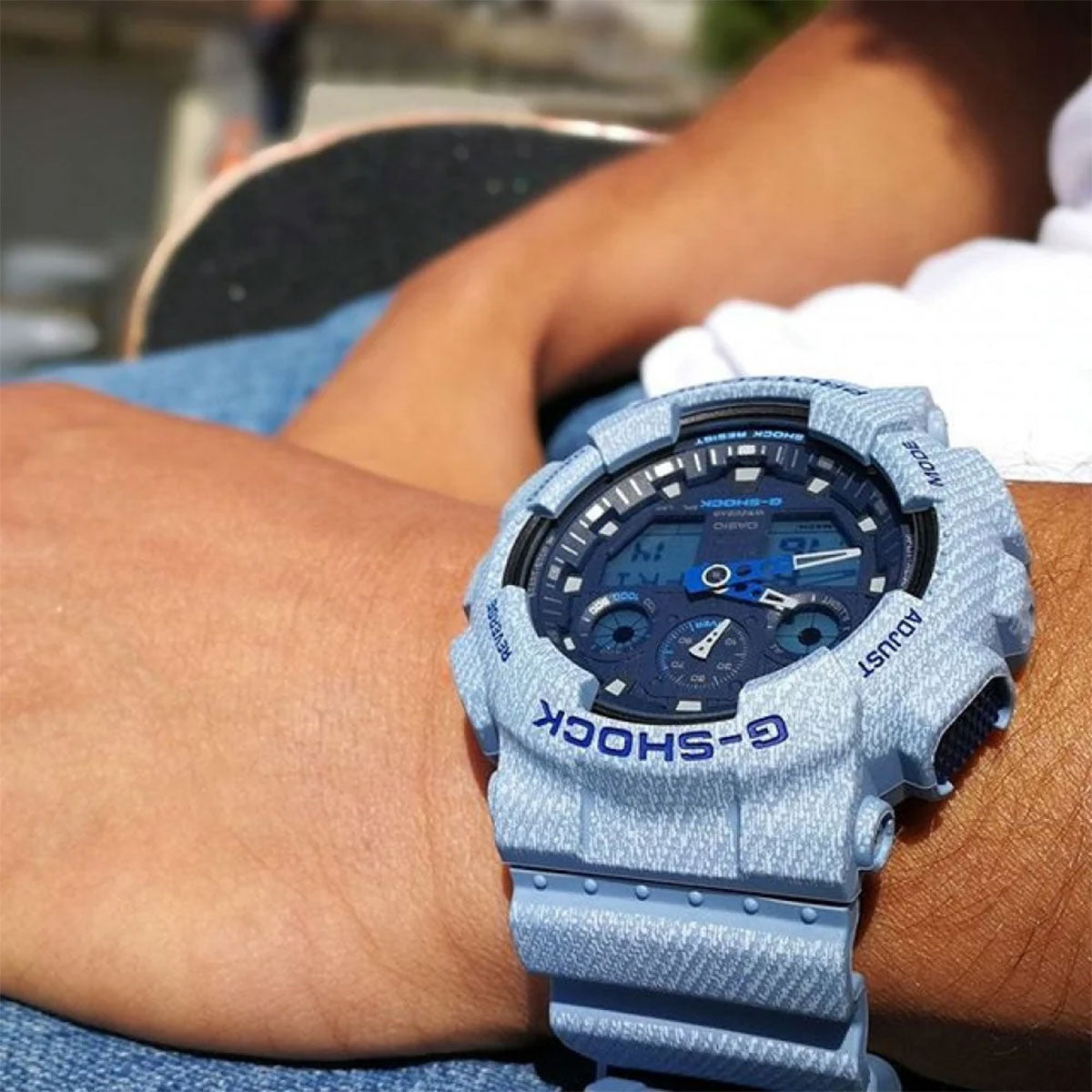 RELOJ ANÁLOGO DIGITAL PARA HOMBRE CASIO G-SHOCK GA-100DE-2ADR - AZUL