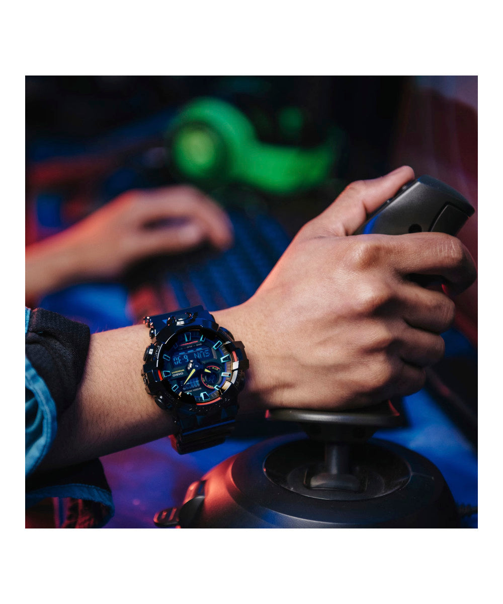 RELOJ ANÁLOGO DIGITAL PARA HOMBRE CASIO G-SHOCK GA-700RGB-1ADR - NEGRO