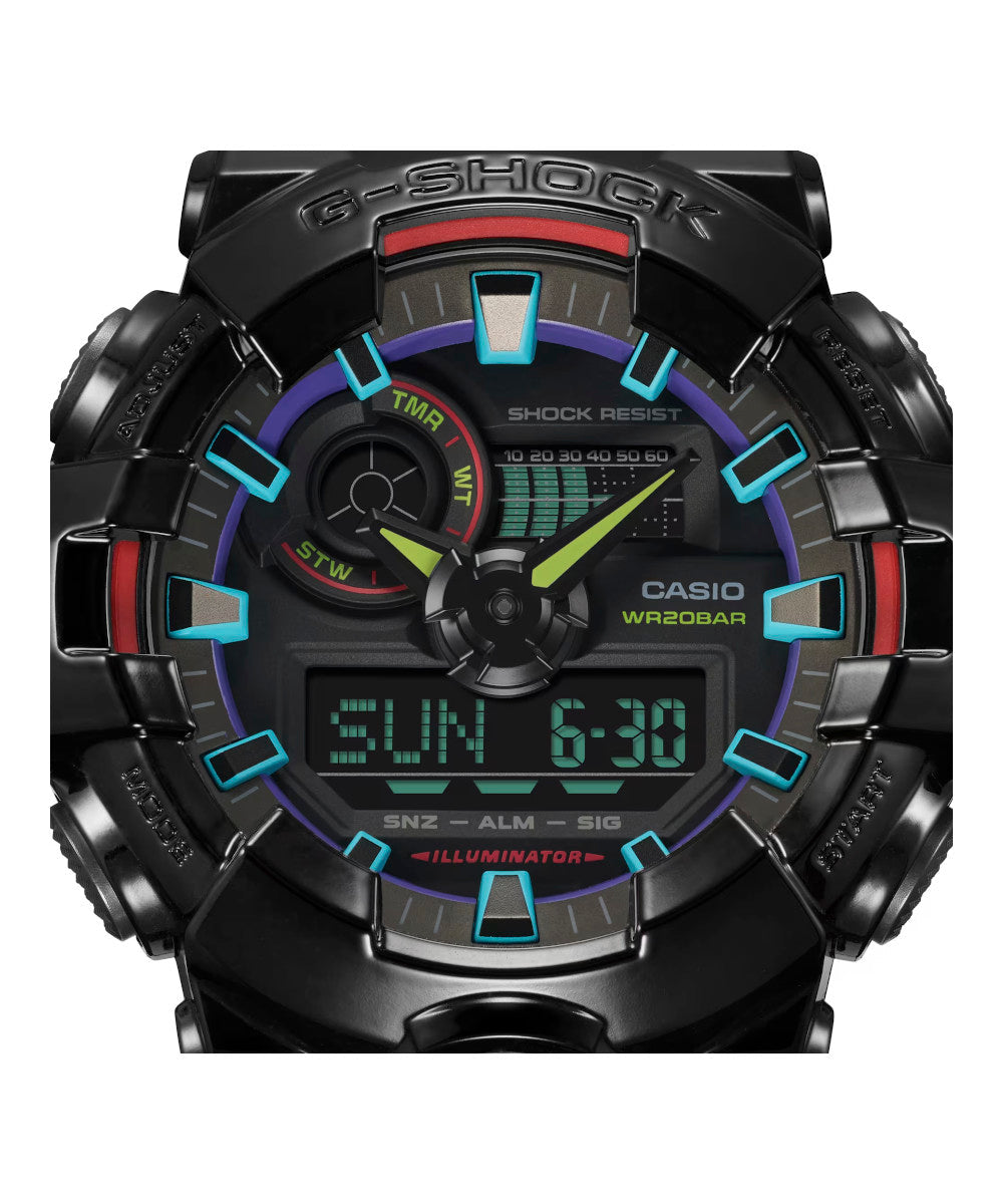 RELOJ ANÁLOGO DIGITAL PARA HOMBRE CASIO G-SHOCK GA-700RGB-1ADR - NEGRO