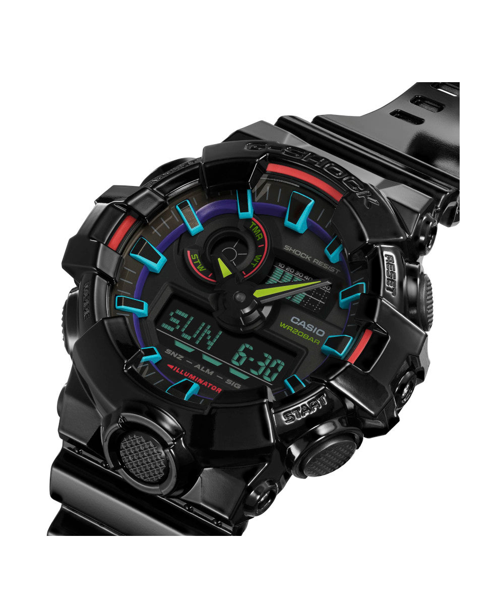 RELOJ ANÁLOGO DIGITAL PARA HOMBRE CASIO G-SHOCK GA-700RGB-1ADR - NEGRO