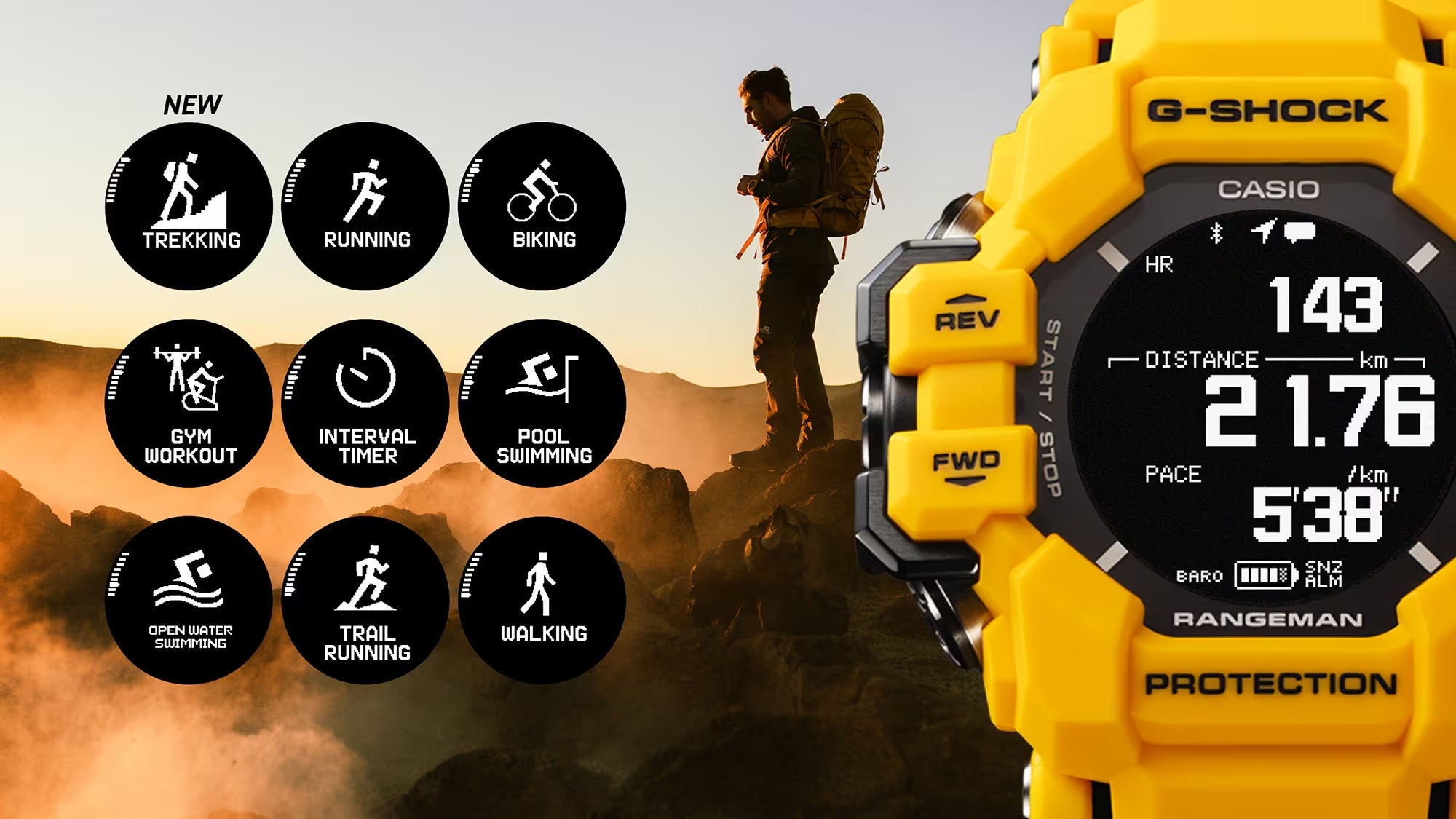 RELOJ DIGITAL PARA HOMBRE CASIO G-SHOCK GPR-H1000-9DR - AMARILLO