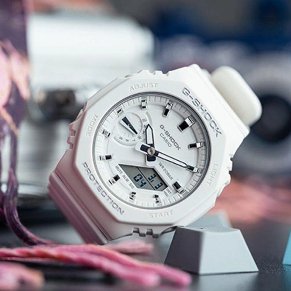 RELOJ ANÁLOGO DIGITAL PARA MUJER CASIO G-SHOCK GMA-S2100-7ADR - BEIGE CLARO