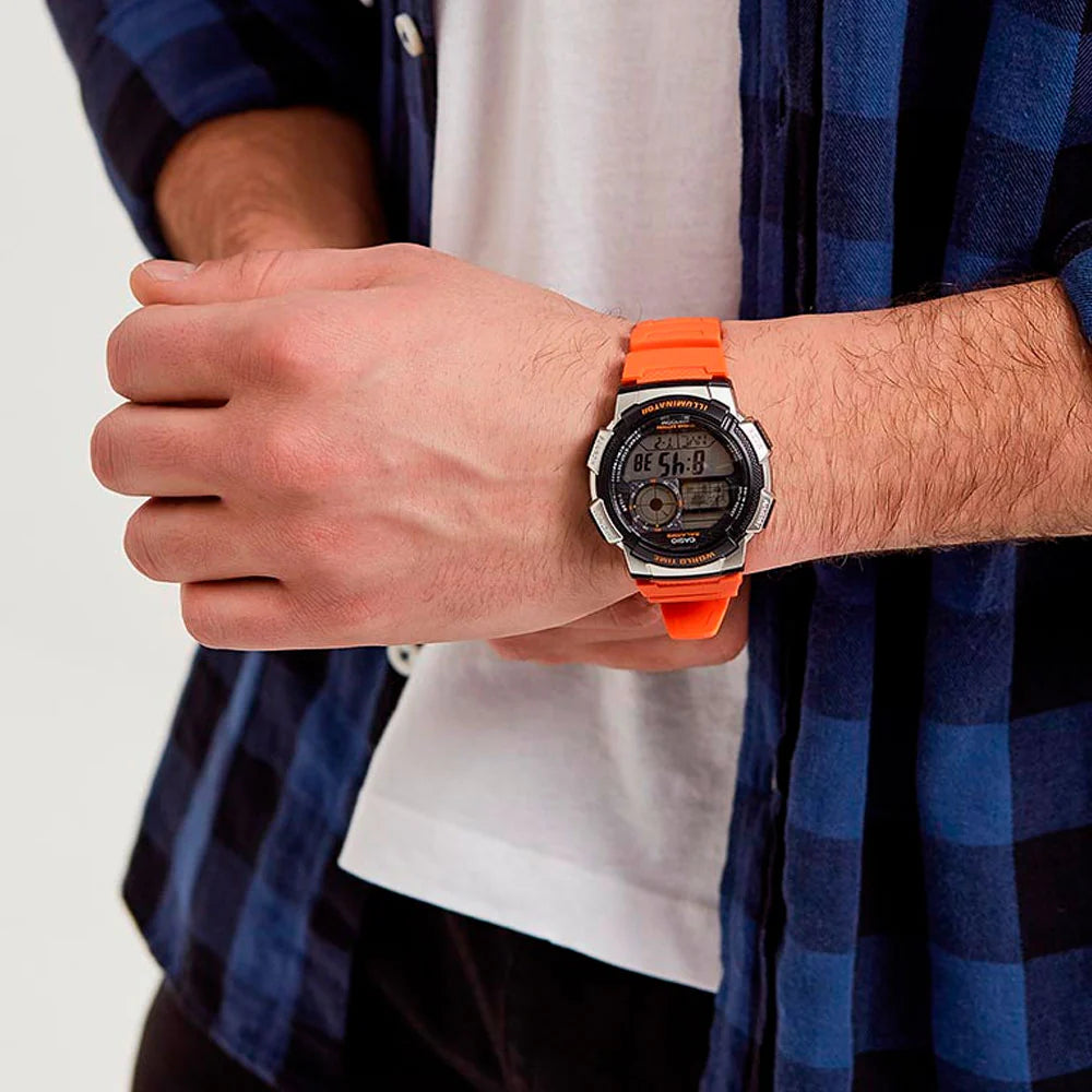 RELOJ PARA HOMBRE CASIO AE-1000W-4BVDF -NARANJADO