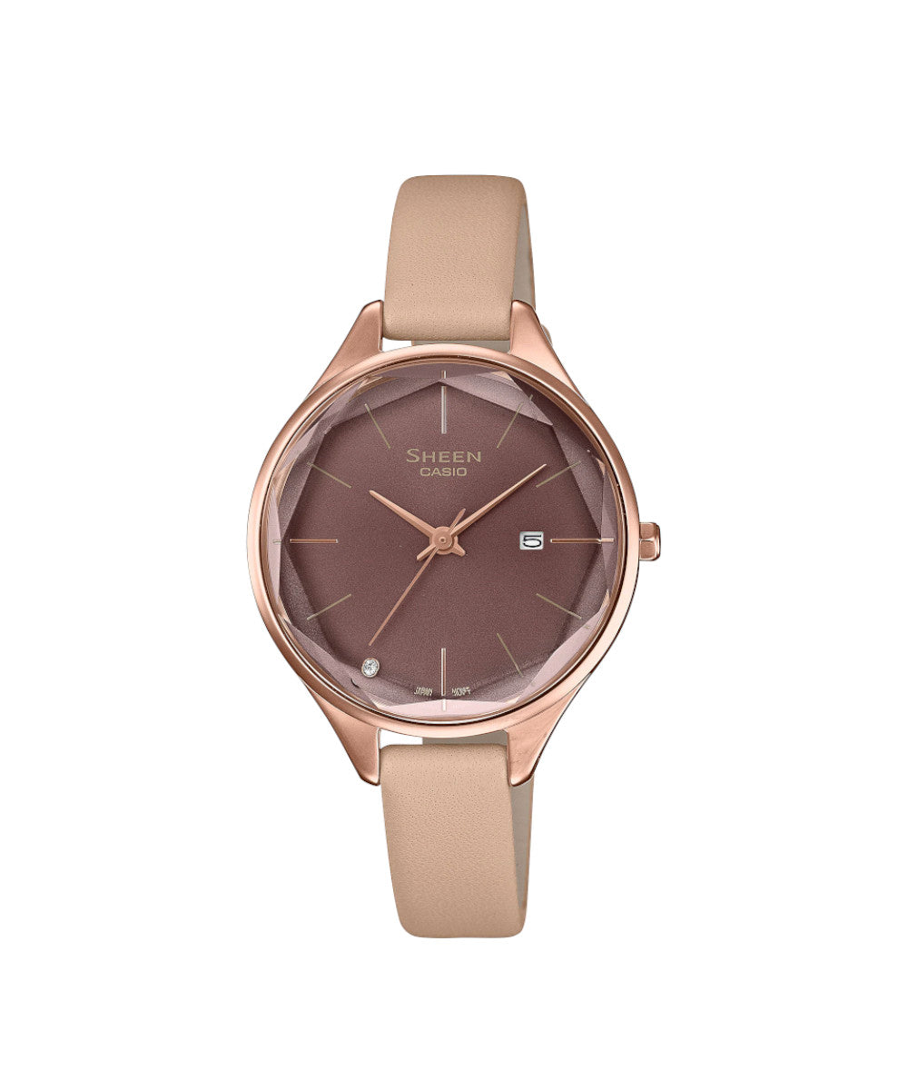 RELOJ PARA MUJER CASIO SHEEN SHE-4062PGL-5AUDF -CAFÉ