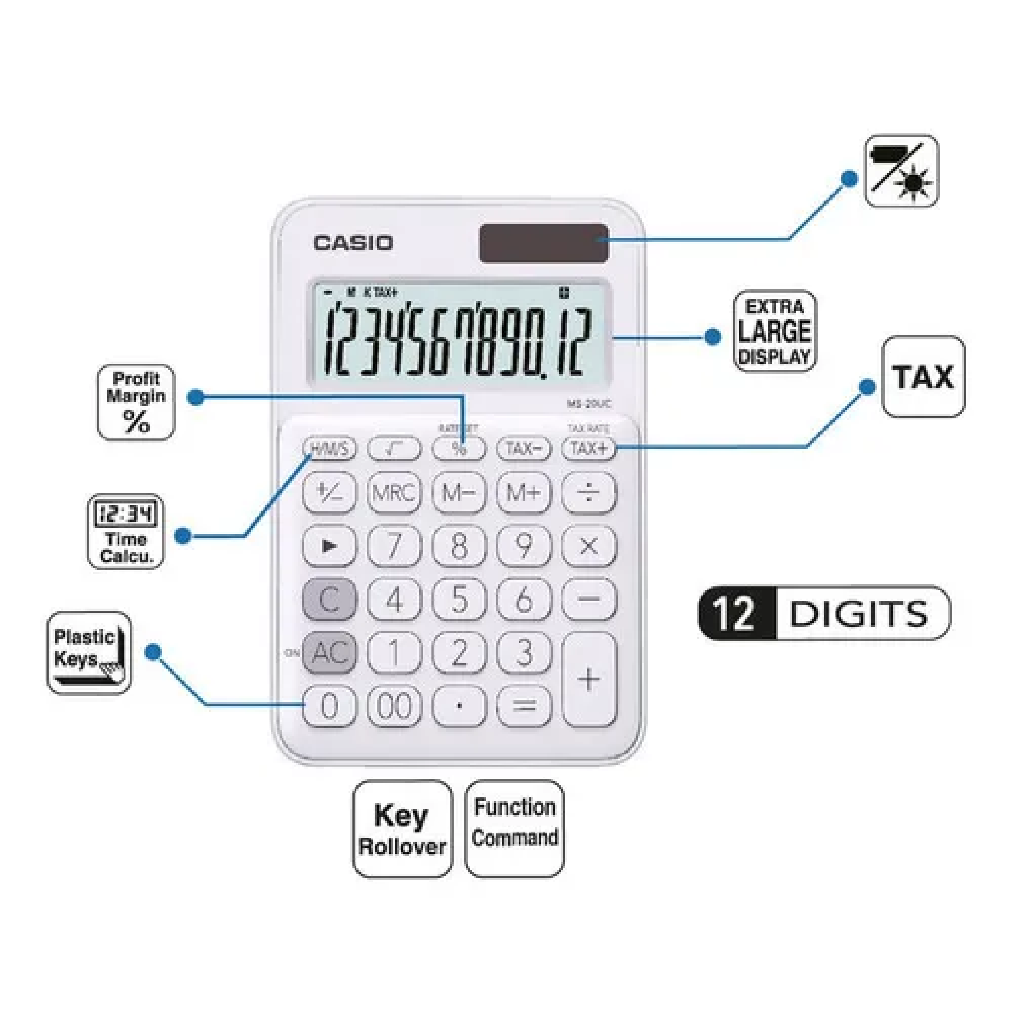 CALCULADORA CASIO MS-20UC-JWE-W-DC