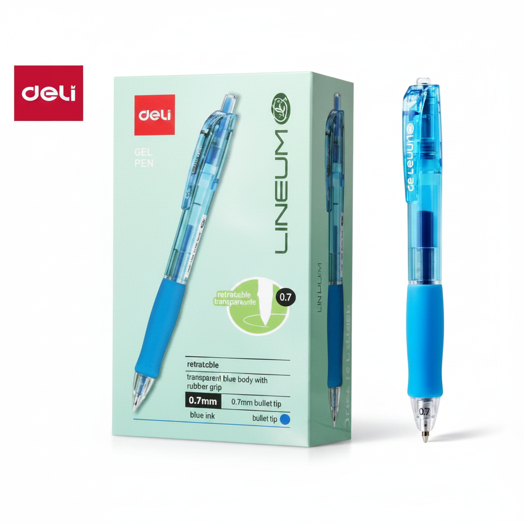 Bolígrafo gel DELI punta bala 0,7mm azul x12 unidades