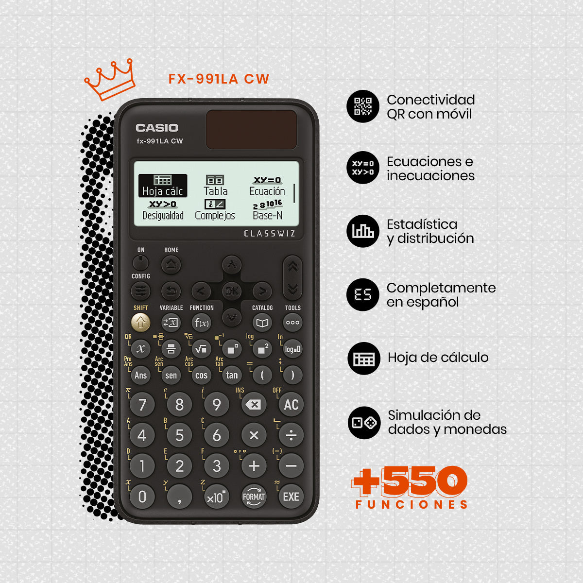 CALCULADORA CASIO ESCUELA Y UNIVERSIDAD FX-991LACW - NEGRO