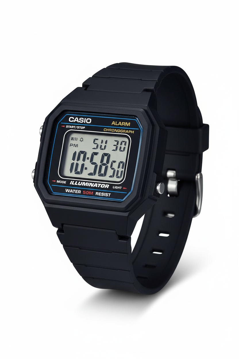 Casio W-217H-1AVDF - 3/4 fondo blanco