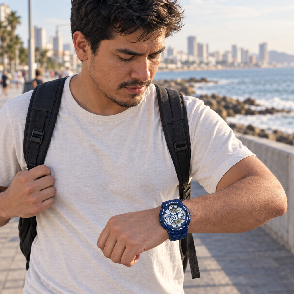 GA-110BWP-2ADR en un paseo costero cotidiano