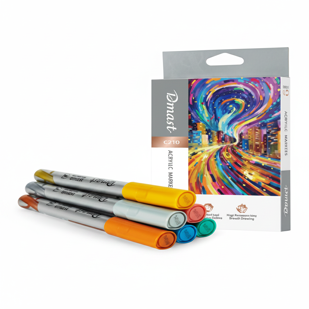 Marcador acrilico DELI punta 2.0 mm colores metalizados x6 Unidades