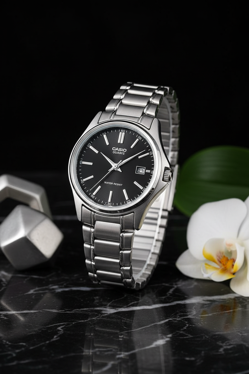 Casio LTP-1183A-1ADF sobre mármol negro bold