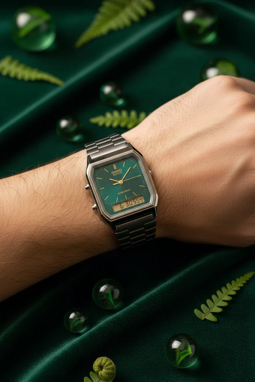 RELOJ CASIO VINTAGE AQ-230EGG-3ADF - VERDE