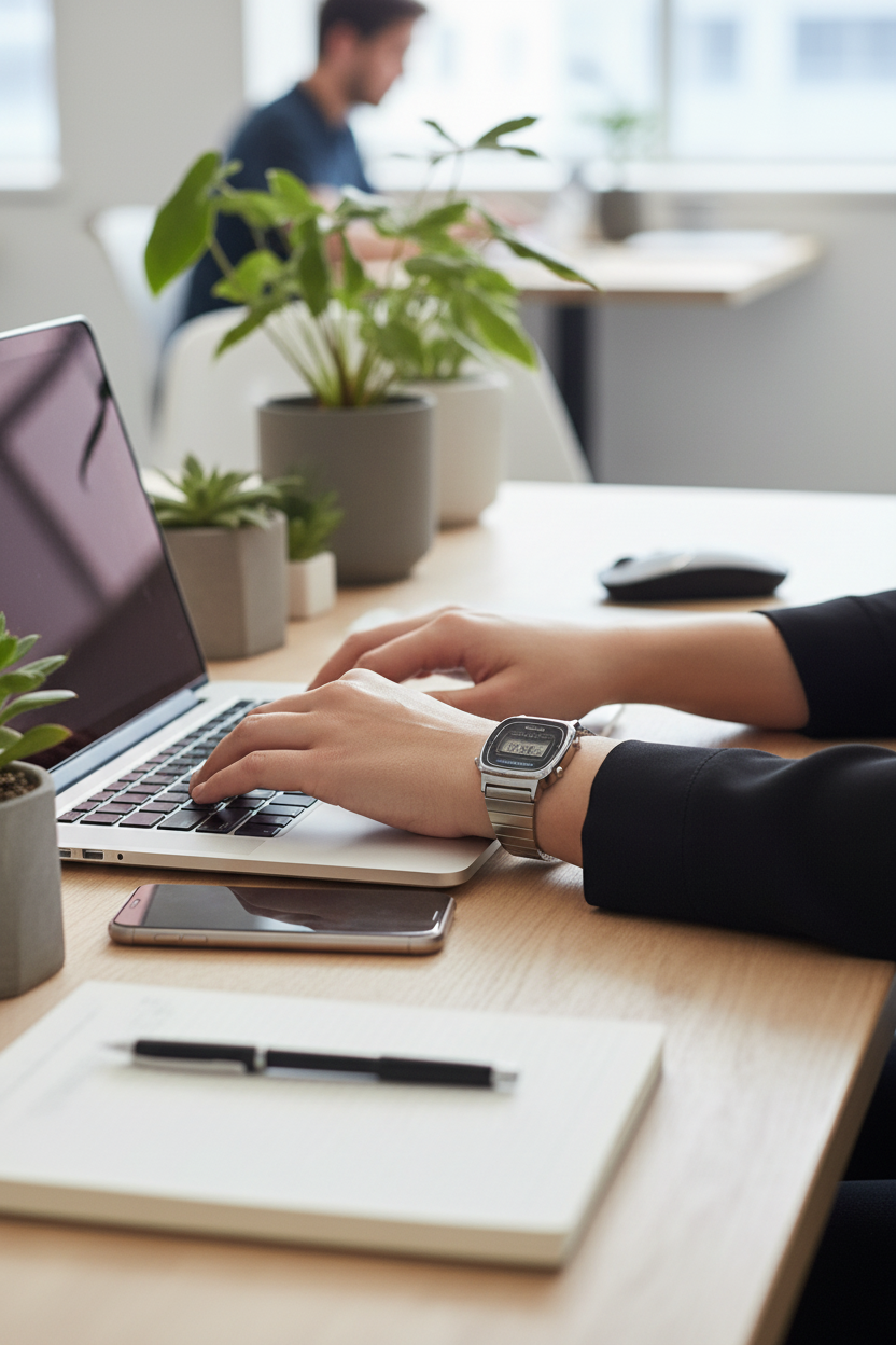 Casio LA670WA-1DF lifestyle - coworking moderno