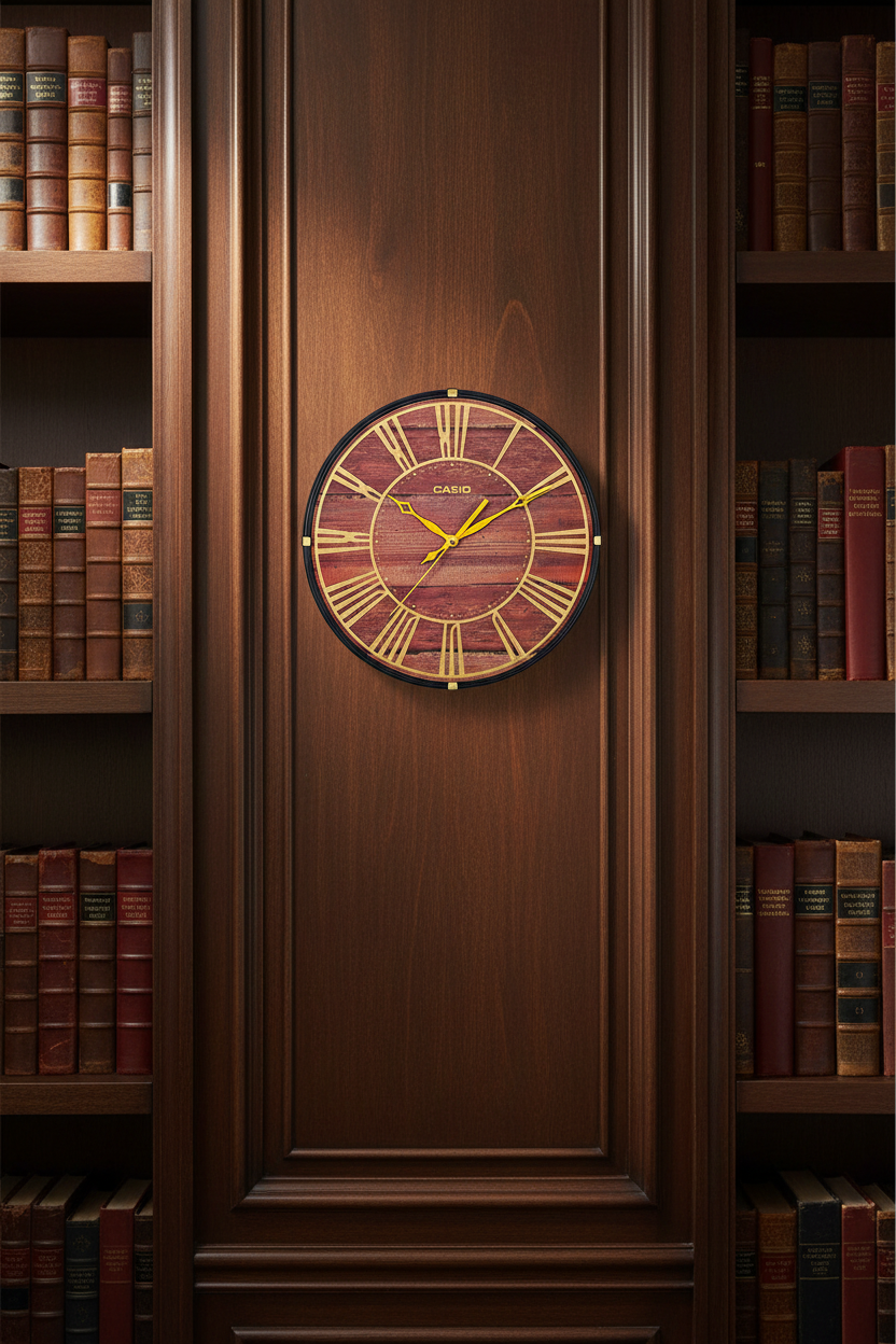 Casio IQ-81-5ADF reloj de pared en biblioteca estudio premium