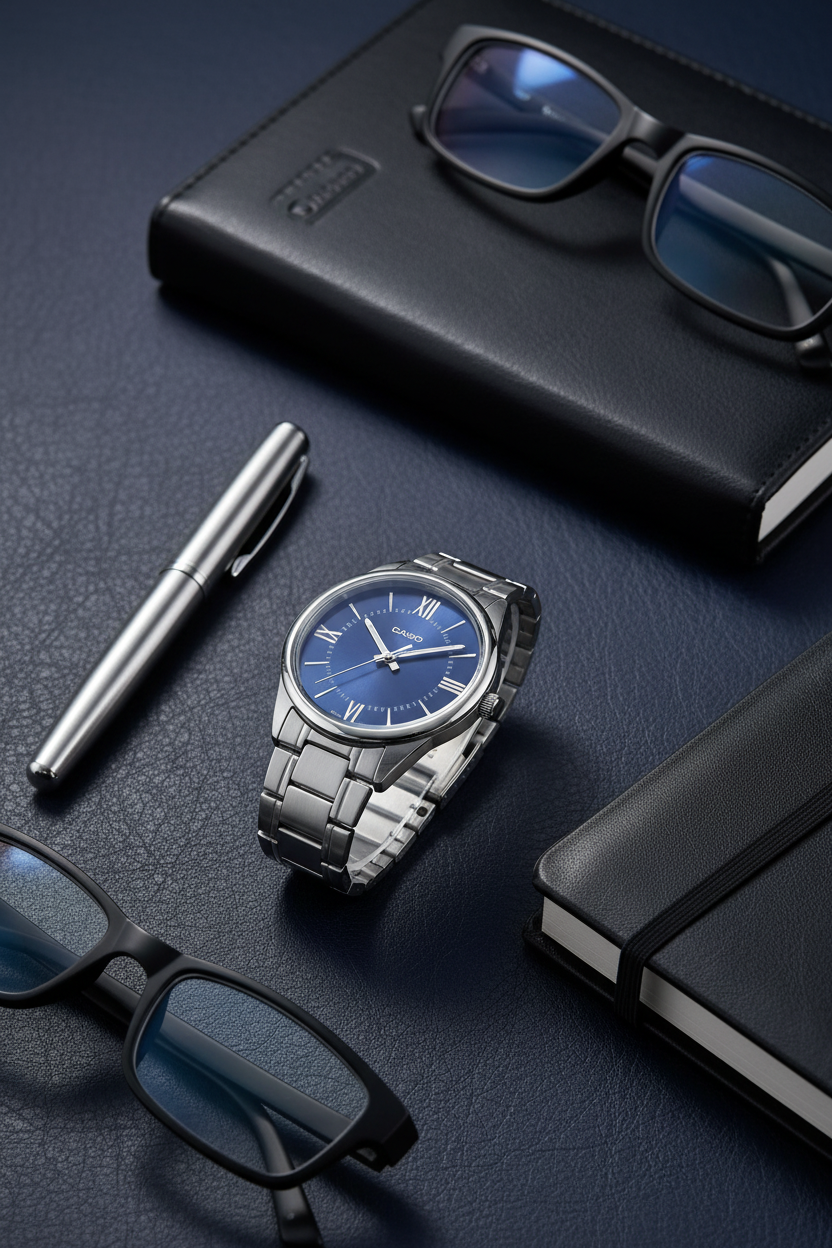 Casio MTP-V005D-2B5UDF - cuero azul ejecutivo