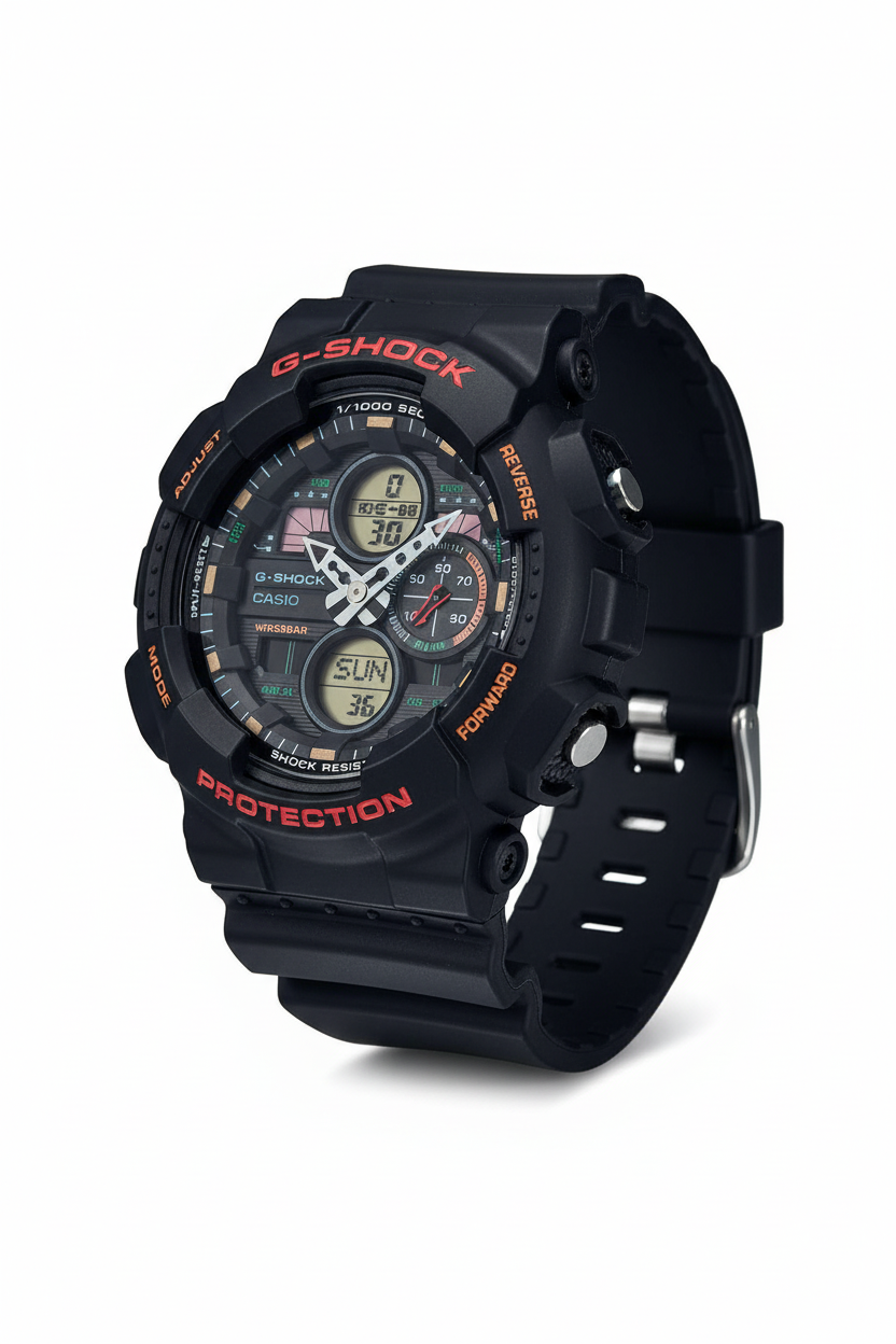 Casio G-Shock GA-140-1A4DR - fondo blanco ángulo