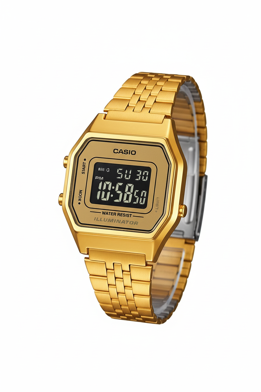 Casio LA680WGA-9BDF - fondo blanco ángulo