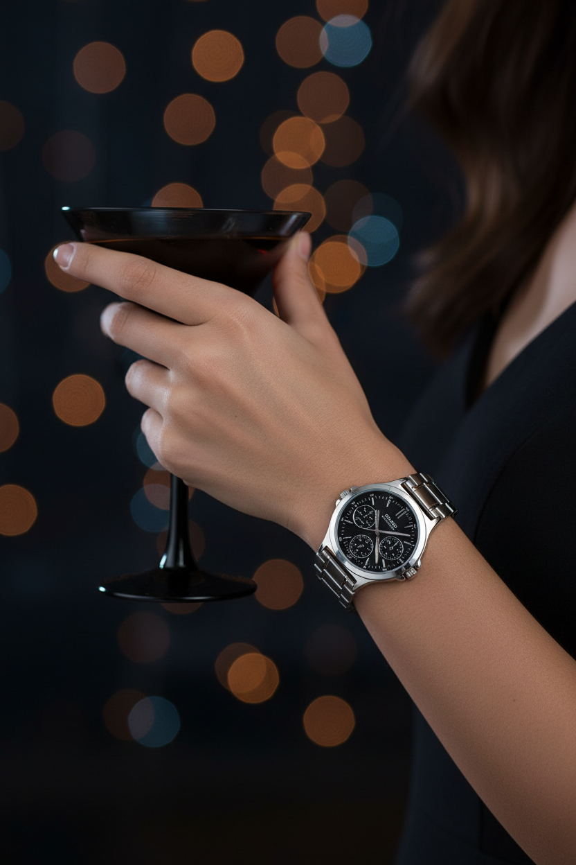 Casio LTP-V300D-1AUDF en muñeca en evento nocturno elegante
