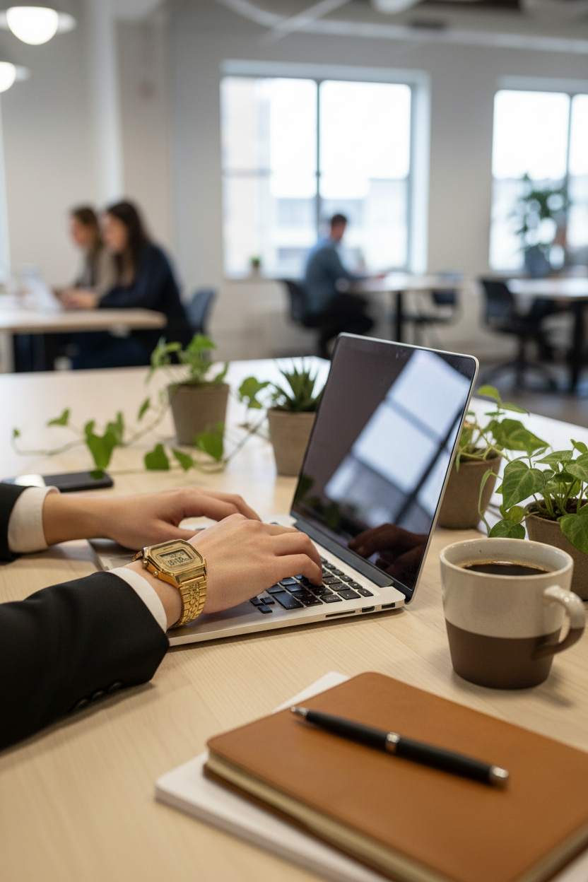 Casio LA680WGA-9DF lifestyle - coworking creativo