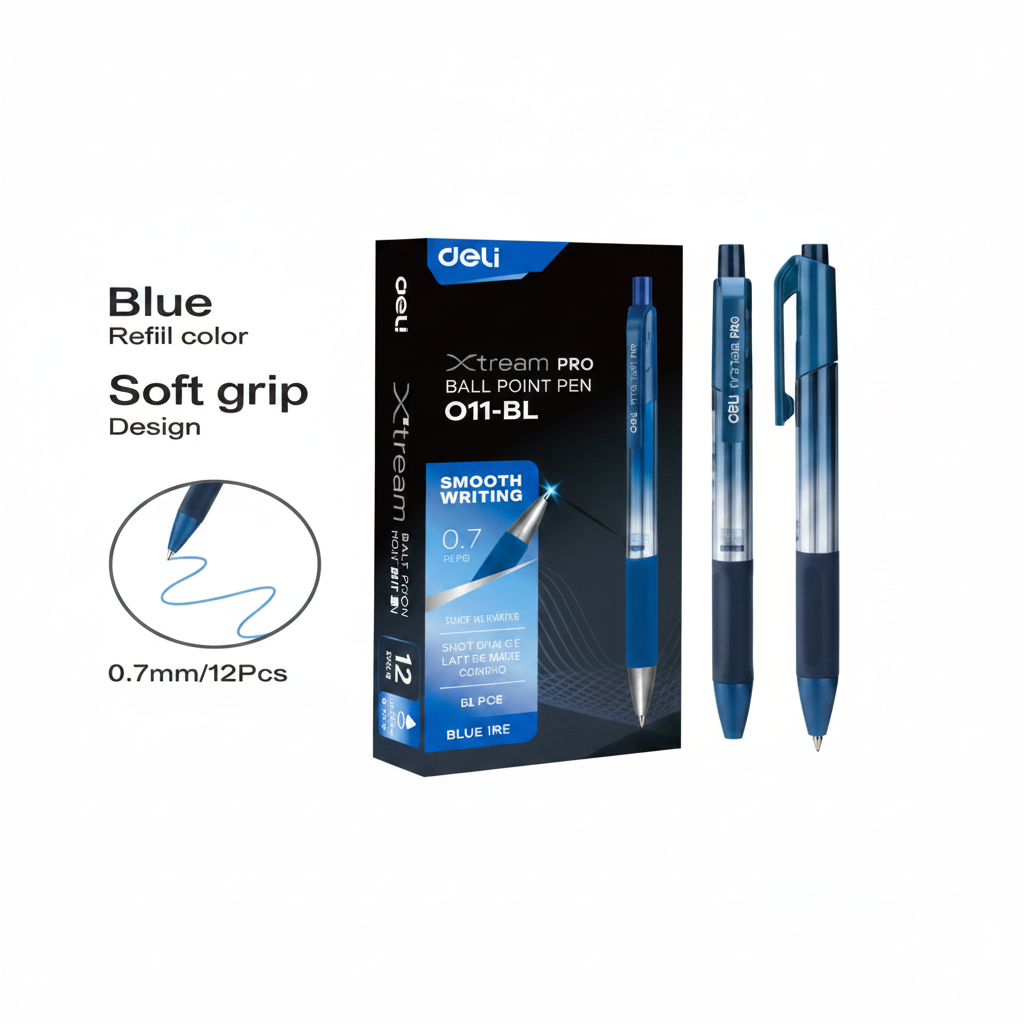 Bolígrafo cuerpo degradé azul plata DELI x 12 unidades