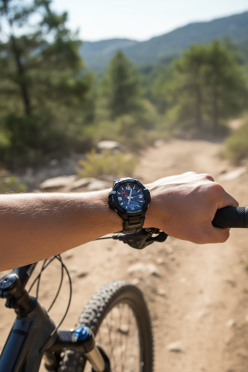 Casio G-Shock GA-1000-1ADR lifestyle - mountain bike trail