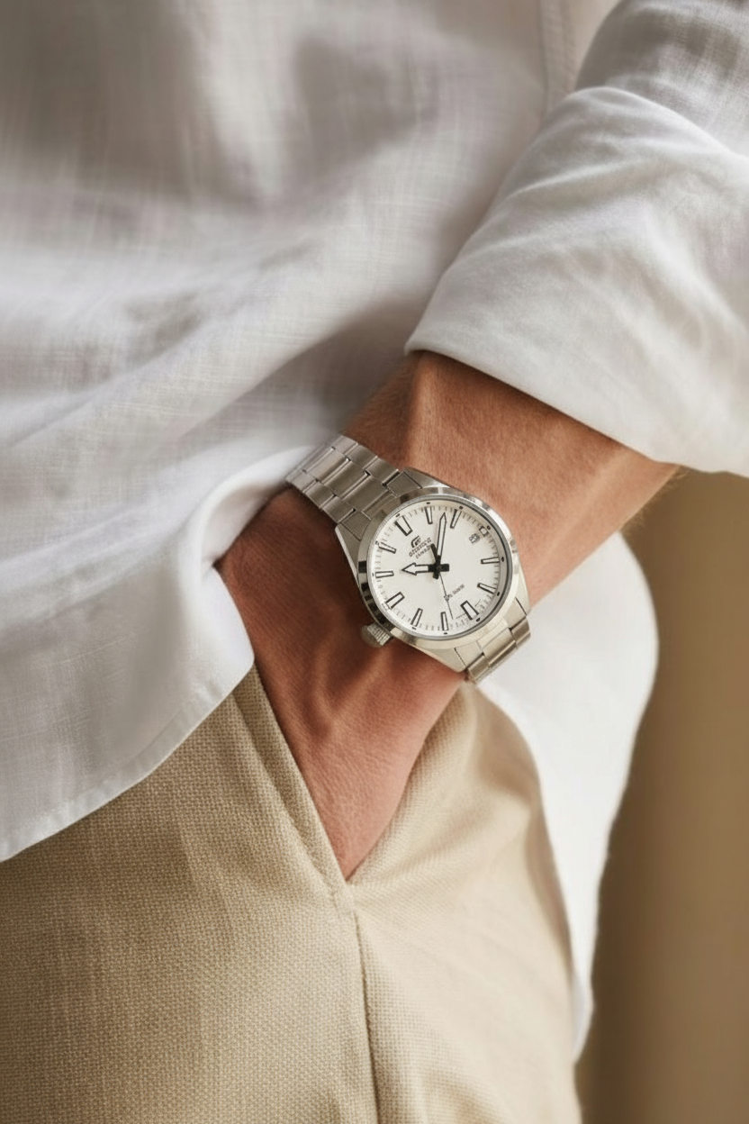 RELOJ ANALÓGICO PARA HOMBRE CASIO EDIFICE EFV-100D-7AVUDF - PLATEADO