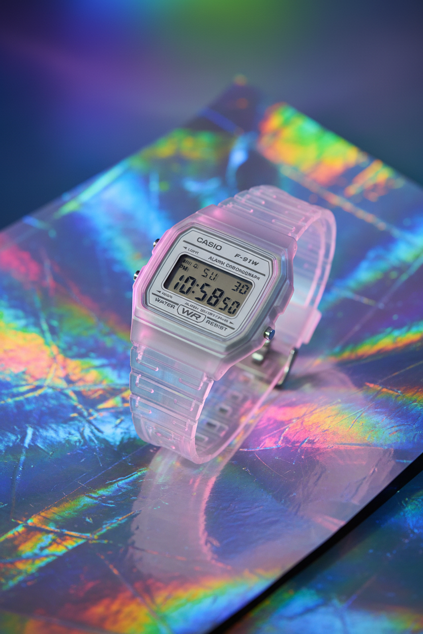 Casio F-91WS-7DF - holográfico futurista