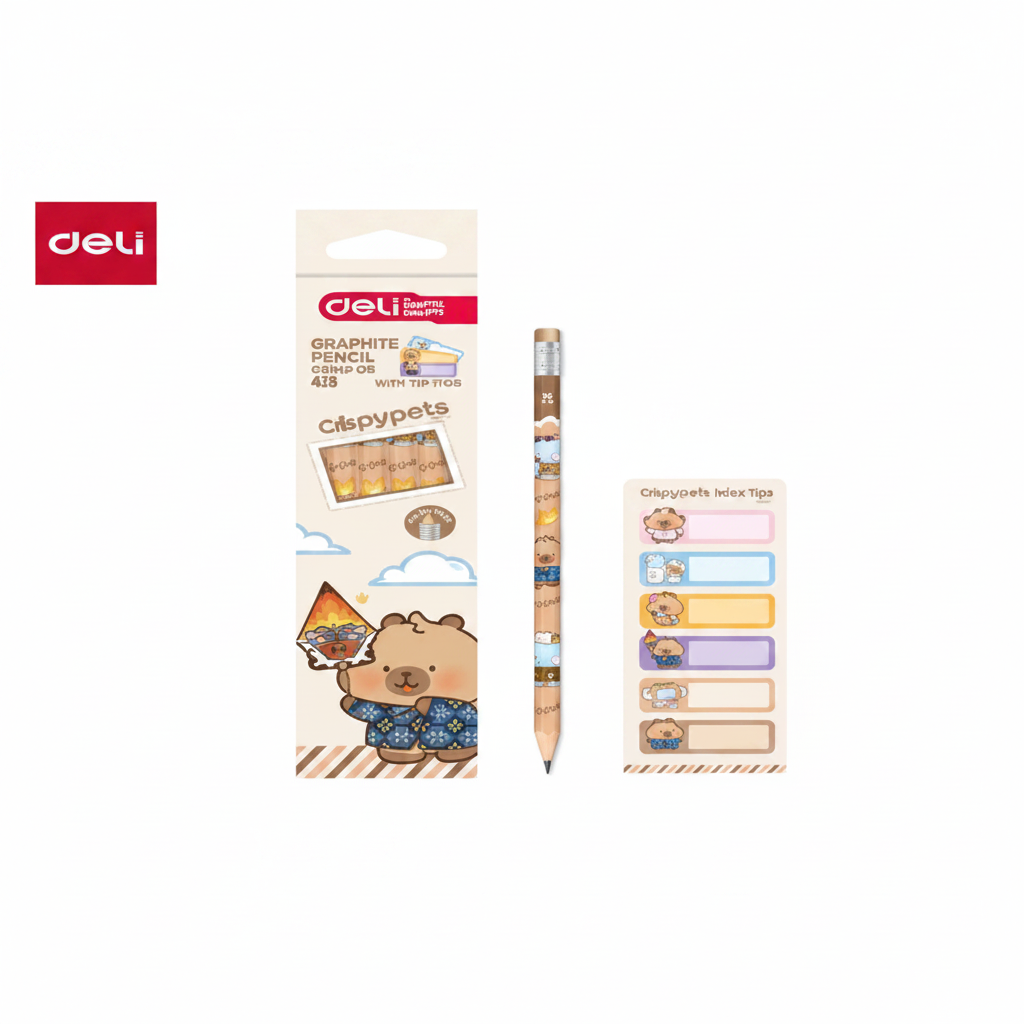 Lapiz grafito madera DELI triangular 2B capibara x 12 unds