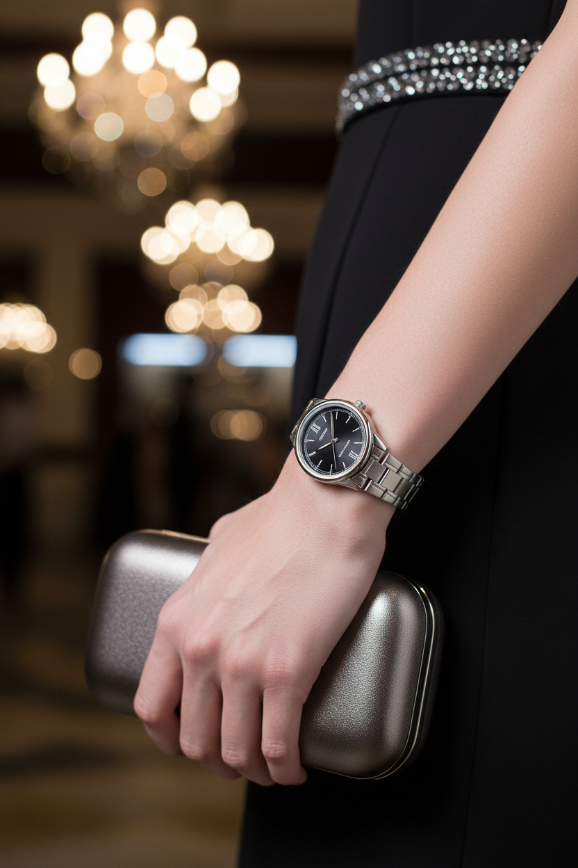 Casio LTP-V005D-1B2UDF en muñeca en evento formal nocturno