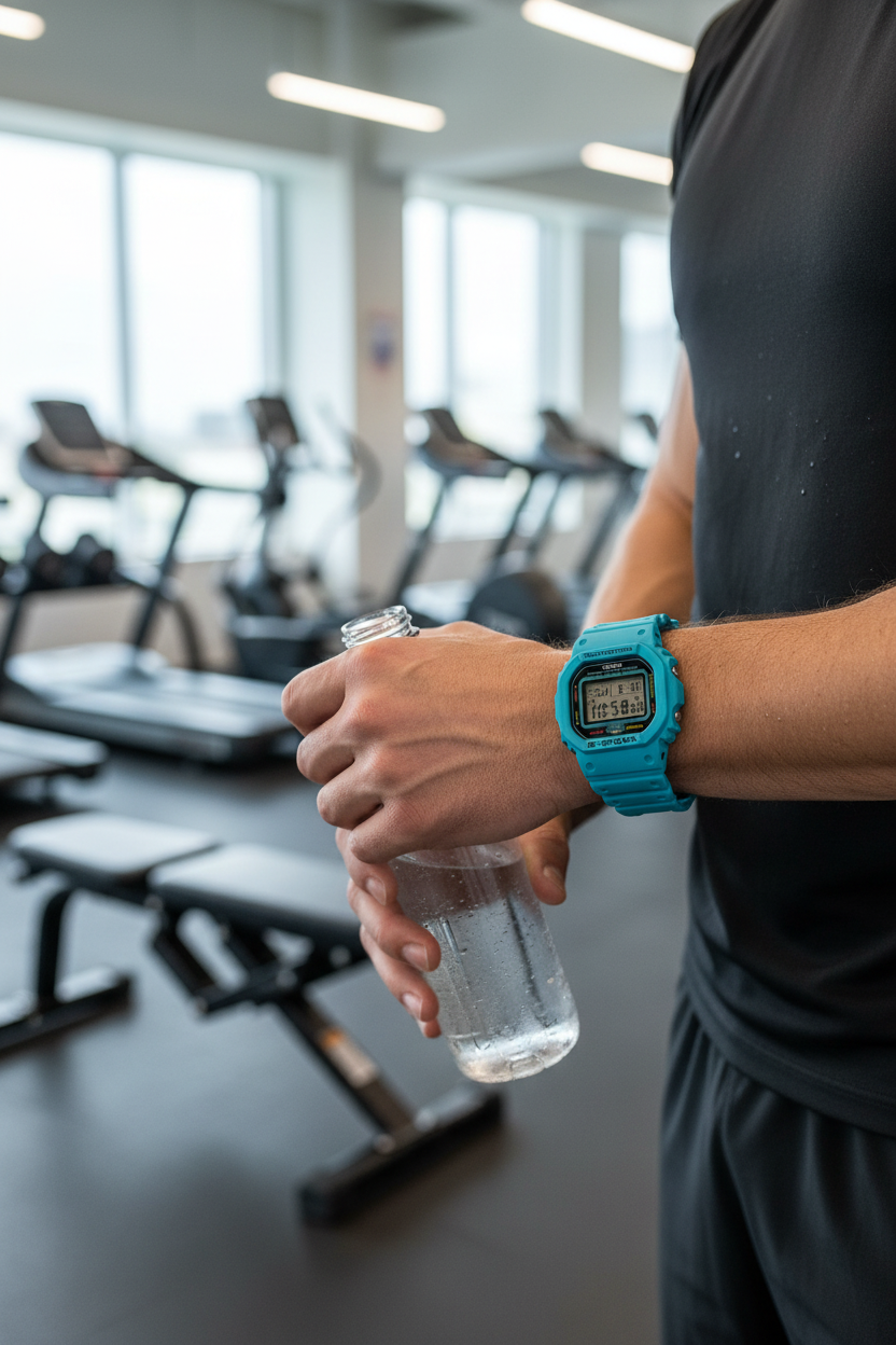 Casio G-Shock DW-5600EP-2DR lifestyle - gimnasio activo